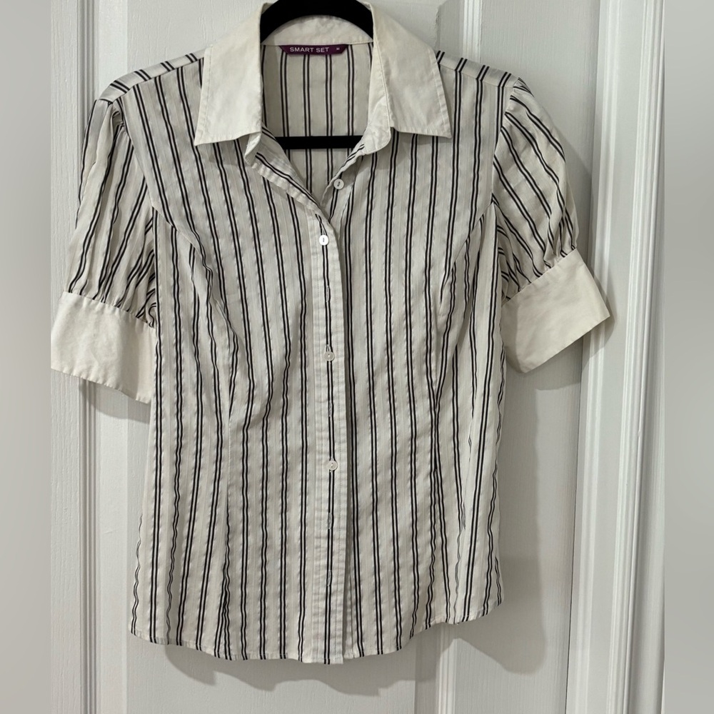 Smart Set Black and White Striped Blouse